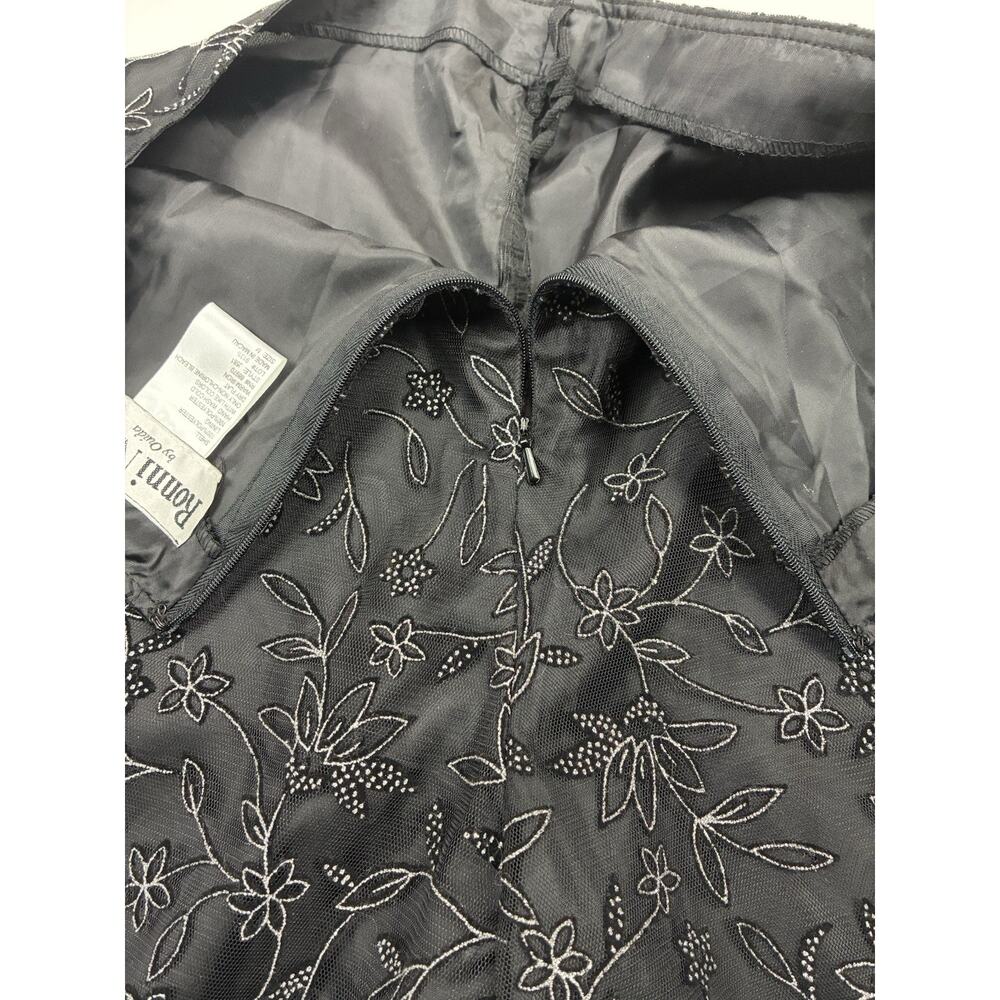 Vintage Y2K Ronni Nicole Floral Glitter Mesh Satin Pants Cocktail Etherial M - Picture 6 of 7